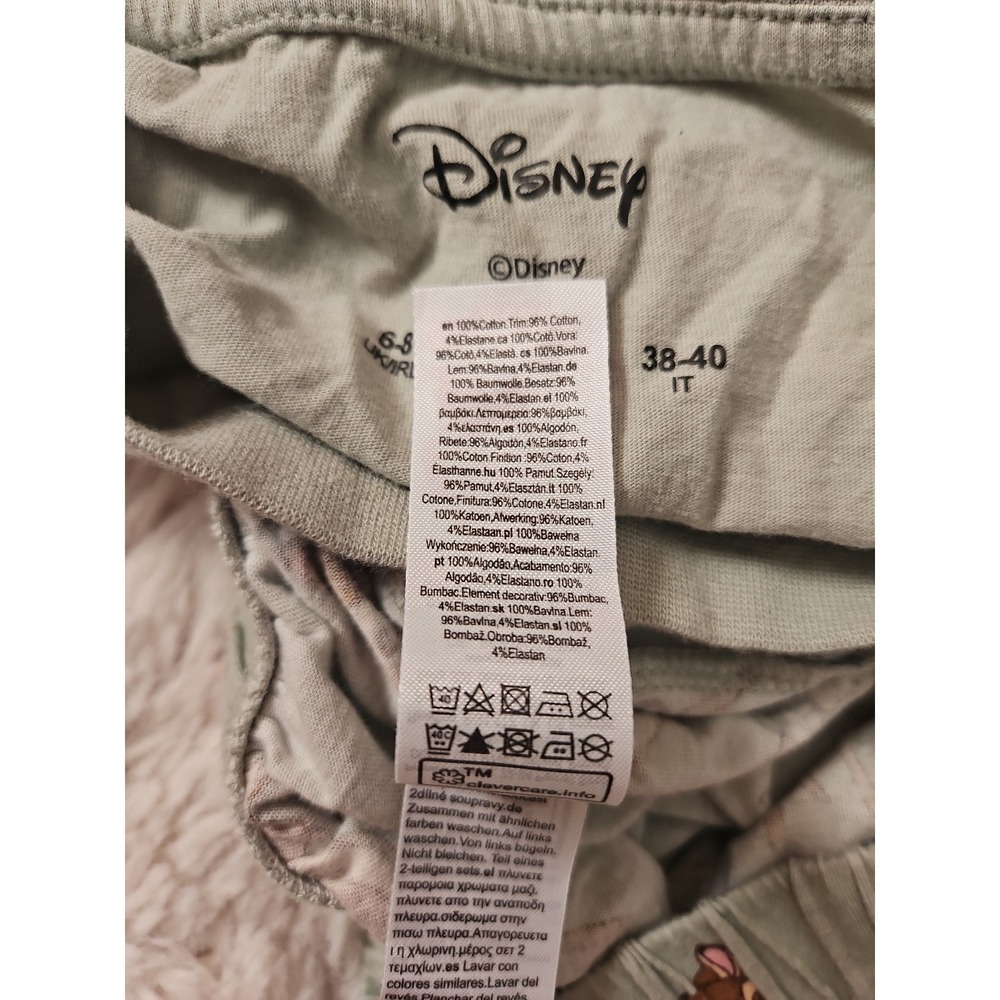 Disney Primark Bambi Pajama Set Womens XS Green Sage Joggers Tee Flower Thumper - Picture 8 of 12